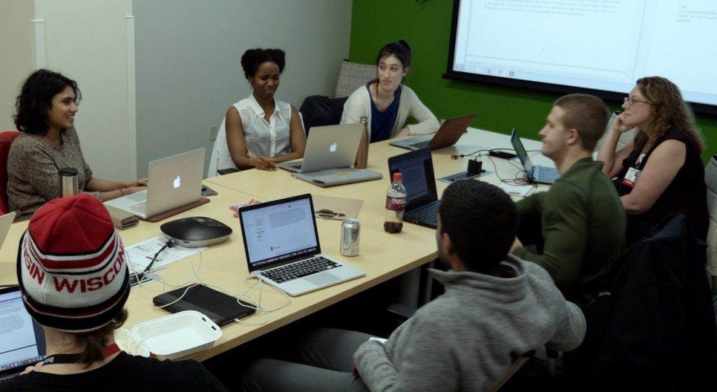 Student co-facilitating group discussion.